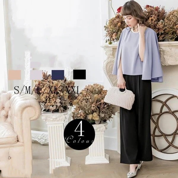 フォーマルセットアップレディースレースワイドパンツバットウィングスリーブゆったりパンツスタイルワイドレッグ2点セット30%までに制限