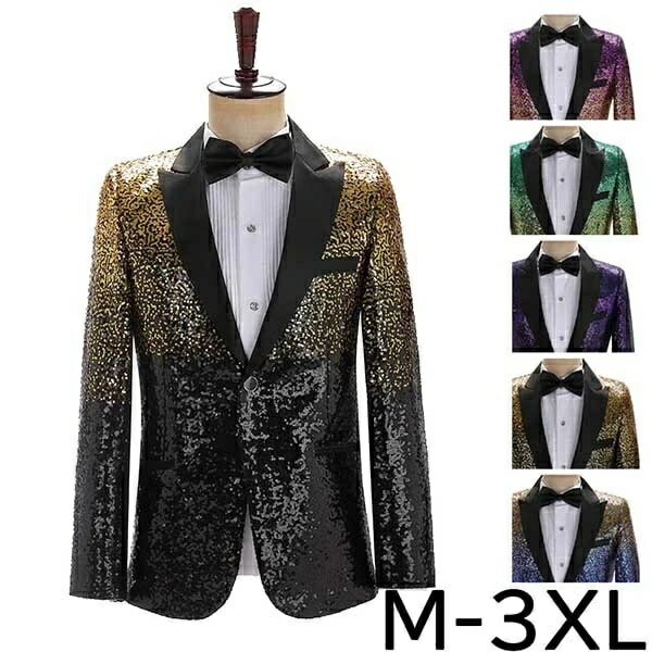 ジャケット メンズ ステージ衣装 メンズ 演出服 スパンコール グラデーション カラオケ 大会 ダンス 衣装 王子様 大人 演奏会 男性 アイドル 貴族服　舞台 演劇 オペラ コスプレ イベント 忘年