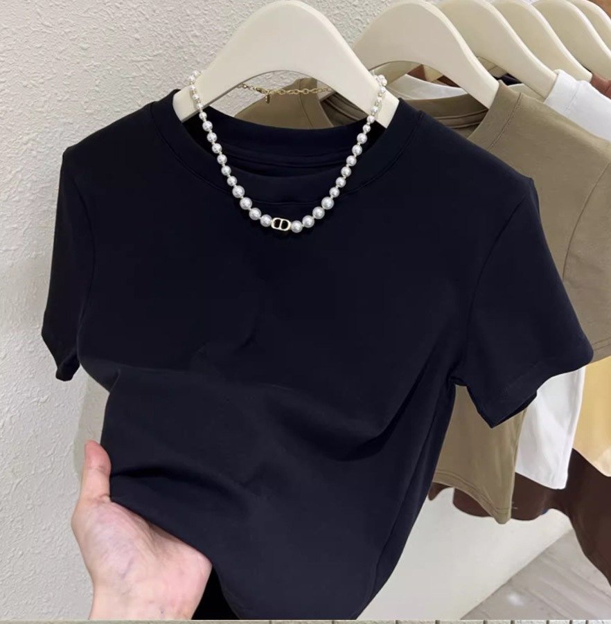 トップス デート モテアイテム カットソー 半袖 ショート丈 Uネック コットン 大人可愛い きれいめ 上品 おしゃれ かっこいい 大人可愛い ラブリー キュート ガーリー クール モード系 セクシー