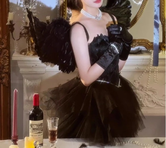 バレエ ダイヤモンド ホワイト スワン チューブ トップ ドレス フェザー プリンセス パーティードレス