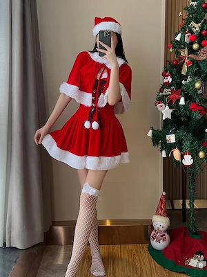 新作4点セット サンタ服 新年クリスマス衣装 クリスマス 人気の新作 クリスマス 衣装 コスチューム レディース メイド服 コスプレ パーティー かわいい ワンピース 4点セット