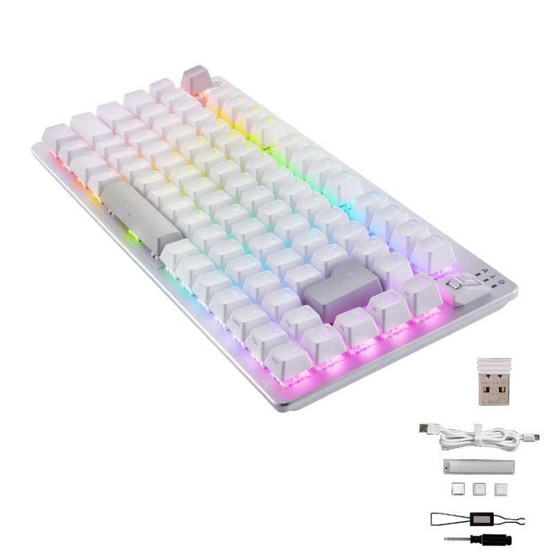 エレコム　ELECOM　ゲーミングキーボード リニア 赤軸 メカニカル キーボード 75％サイズ 日本語配列 RGB 着脱式ケーブル テンキーレス V custom ホワイト　TKVK520LWH