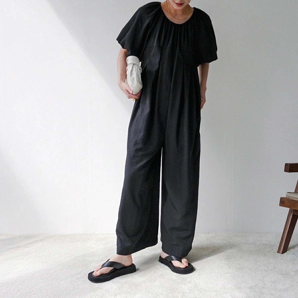 Audrey and John Wad オードリーアンドジョンワッド オールインワン L4307 レディース コンビネゾン ワイドパンツ バルーンスリーブ 半袖