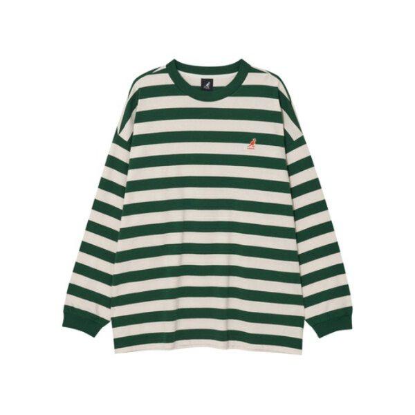 M 長袖Tシャツ CQK KREC-LT35360GN 遊び心のあるストライプTシャツ 3536 グリーン