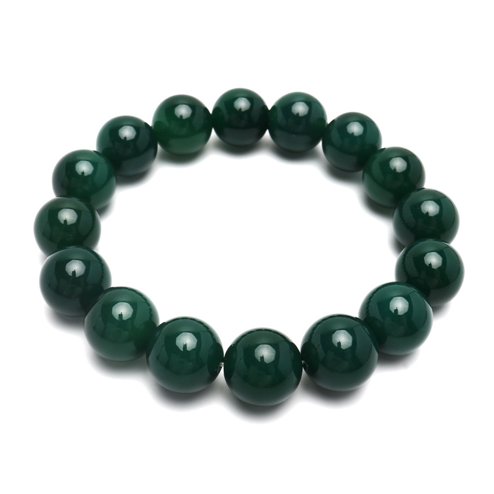 天然グリーンアゲートブレスレット 14mm [b946-14mm]