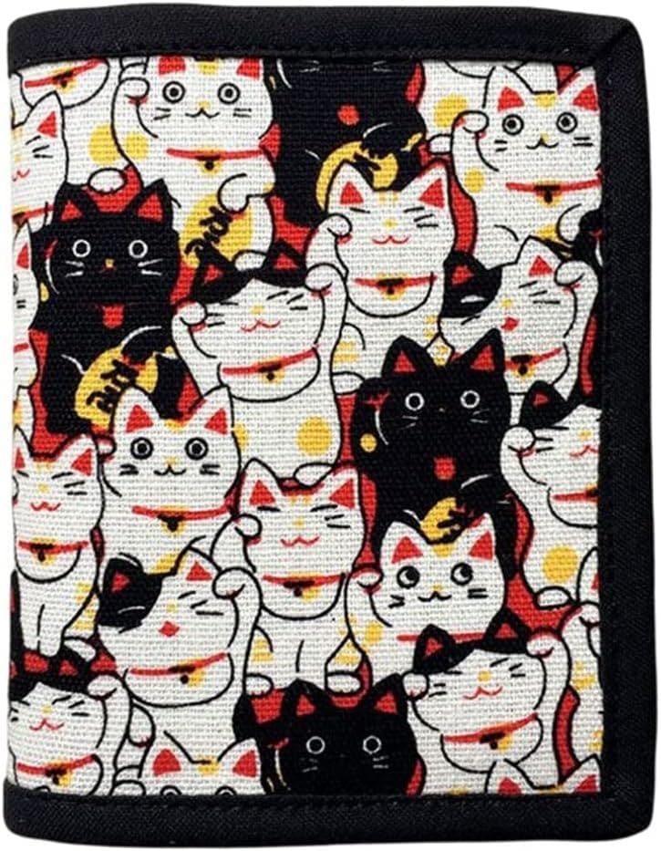 【20%OFFクーポン】レディース 財布 2つ折り ミニサイズ 猫柄 帆布 ボタン 大容量 カード入れ 小銭入れ 使いやすい 多機能 コンパクト 軽量 コインケース ウォレット かわいい おしゃれ プ