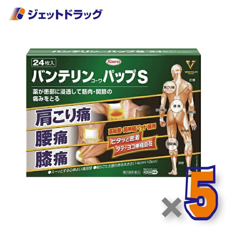 【第2類医薬品】バンテリンコーワパップＳ 24枚 ×5個 セルフメディケーション税制対象