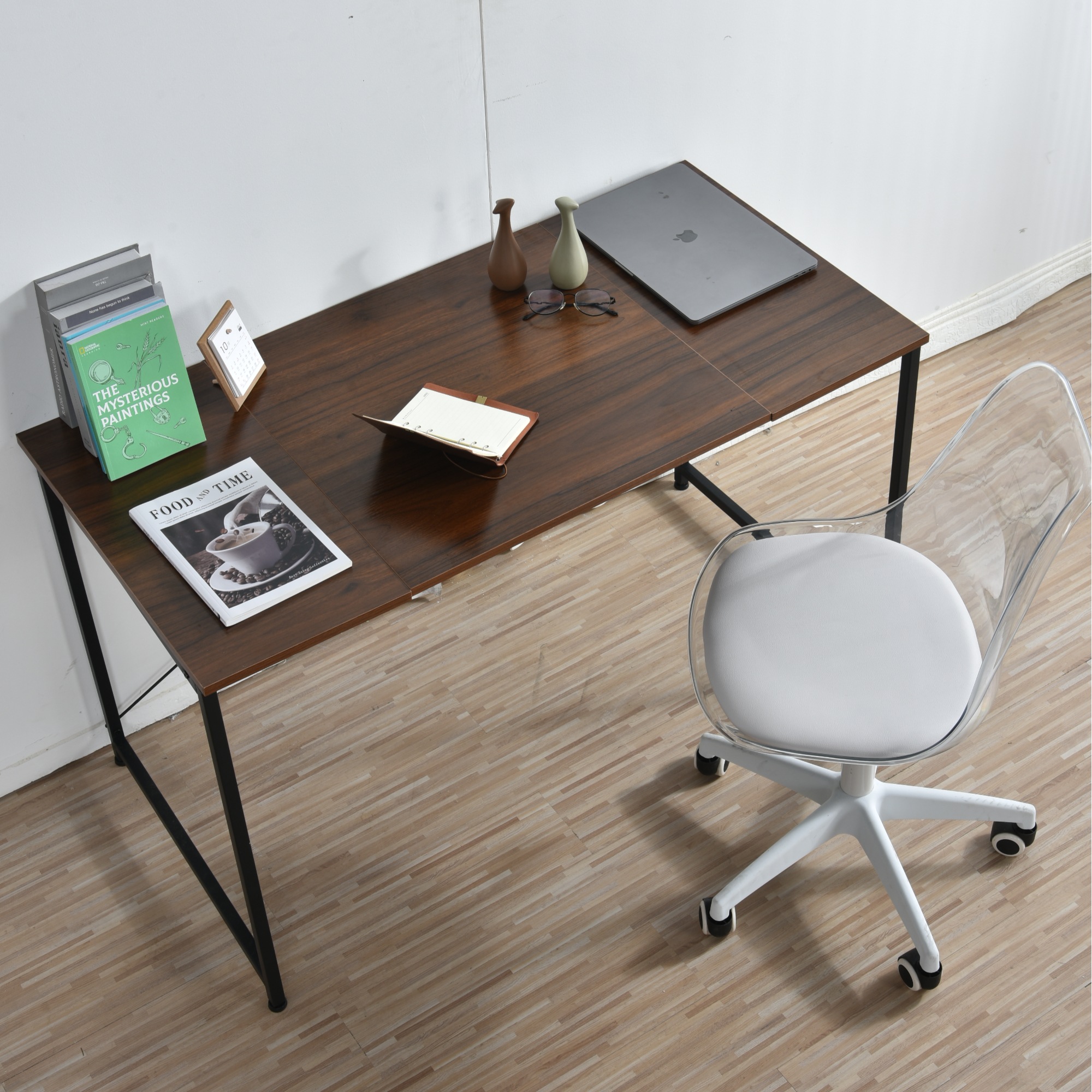 【2個セット】【ダークブラウン】パソコンデスク シンプル 極簡易デスク ワークデスク 木製 机