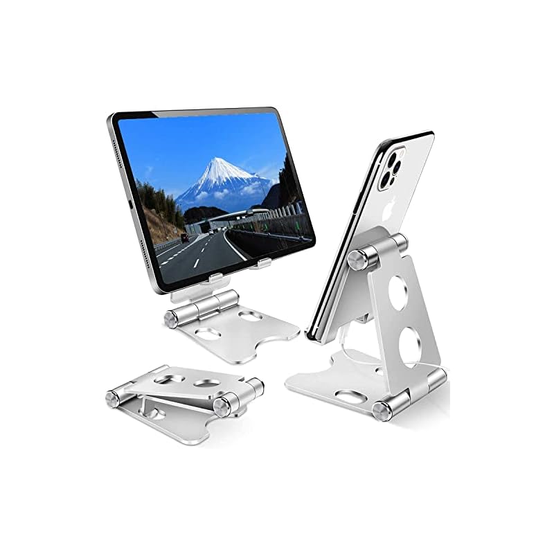 スマホスタンド 卓上 スタンド ホルダー 角度調整可能 折り畳み式 持ち運びやすい 滑り止め付き アルミ製 軽量 (ZD9102)