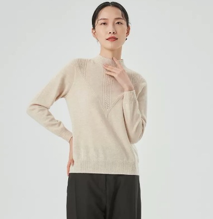 トップス ニットソー セーター プルオーバー レギュラー丈 長袖 レギュラー袖 ハーフハイカラー ストレート ニット ウール シンプル カジュアル 大人 お洒落 大人女子 こなれ感 とろみ感 無地 秋