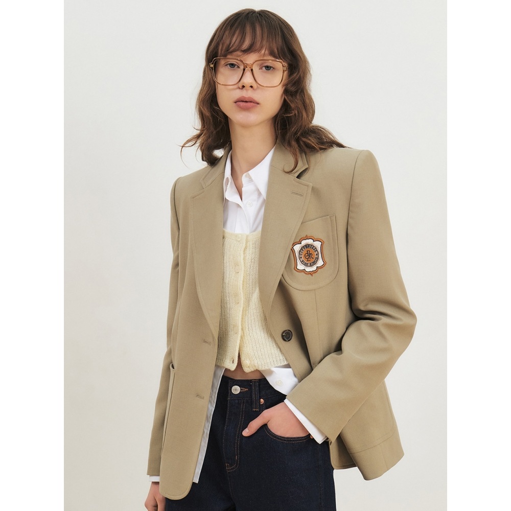 シティブリーズウールプレピーワッフェンポイントジャケットベージュ