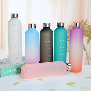 タイムマーカー付きウォーターボトル 1リットル 大容量 Tritan材質 1000ml 水筒
