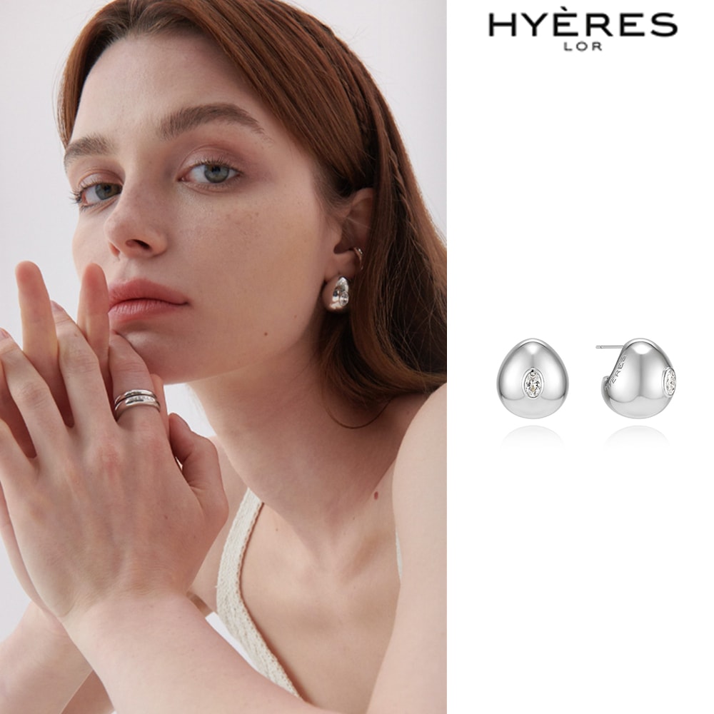 [HYERES LOR] Champagne Full Moon Brass Point Almond Earring