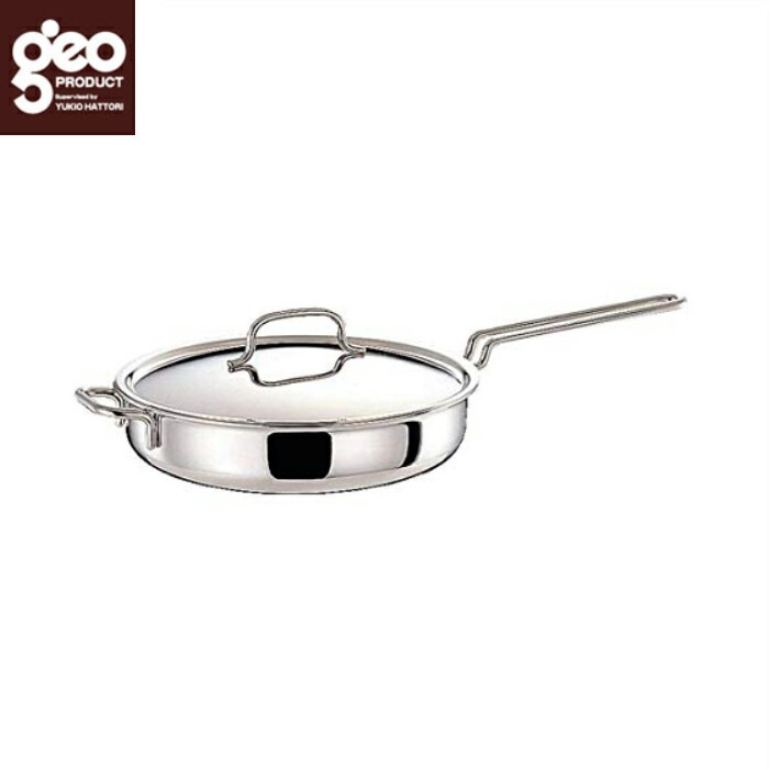 宮崎製作所 ジオプロダクト ソテーパン 21cm /日本製 国産品 オールステンレス製 片手鍋 ステーキパン 余熱調理 高品質 高級品 機能的 オール電化 IH200V対応 15年保証 食育 機能的