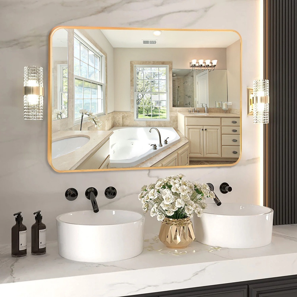 浴室鏡トイレ鏡家庭用ホテルトイレ洗面台壁付き小鏡パンチングフリー化粧櫛鏡