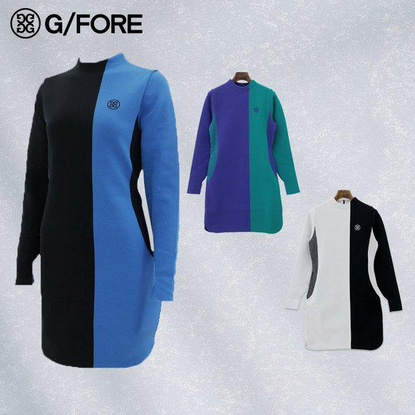 ゴルフウェア 女性 配色ワンピース 073215755