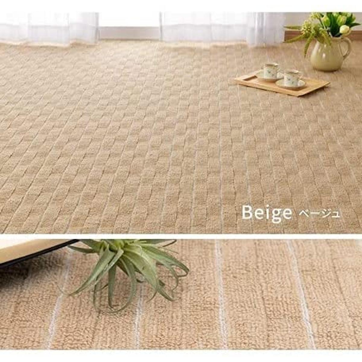 萩原 平織 タフト 「メテオ」 ベージュ 江戸間2畳 約176X176cm 敷き詰め カーペット 抗菌 防臭 カットOK ホットカーペット 床暖房対応 日本製【代引不可