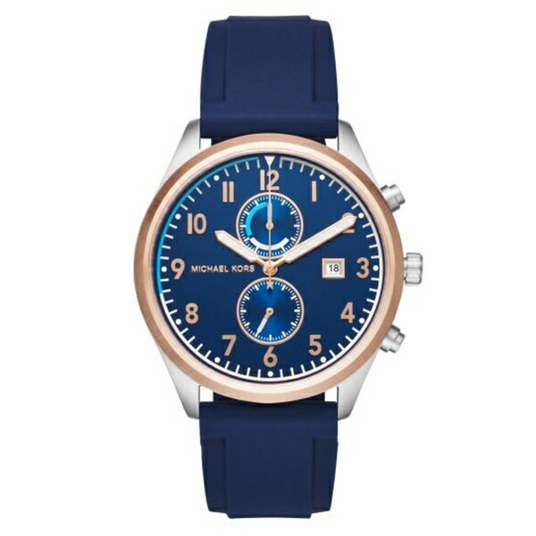 【１着でも送料無料】 ビジネス MK8573 ラバー ネイビー クロノグラフ 42mm 腕時計 メンズ 時計 マイケルコース 男性 ギフト お祝い 誕生日 メンズ腕時計
