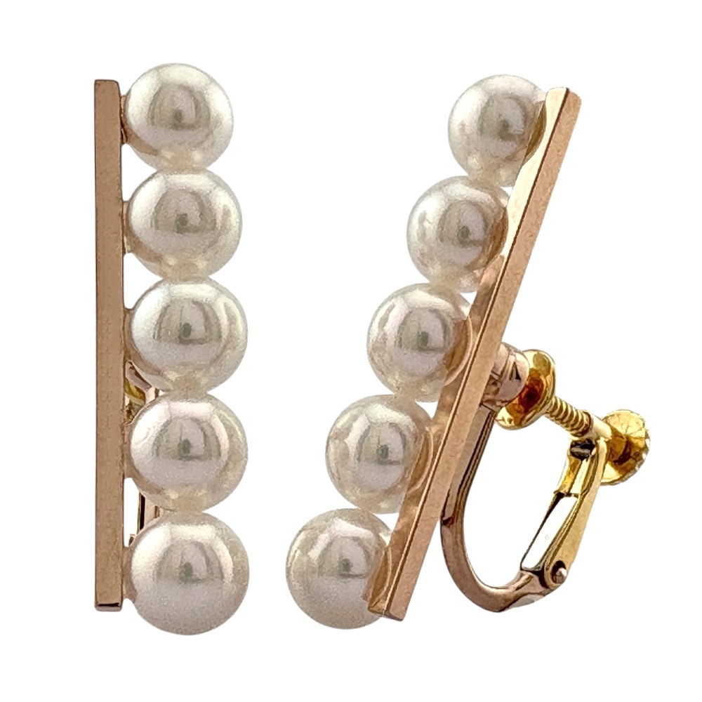 タサキ バランス プラス イヤリング 18金 K18ピンクゴールド アコヤパール TASAKI 中古 美品