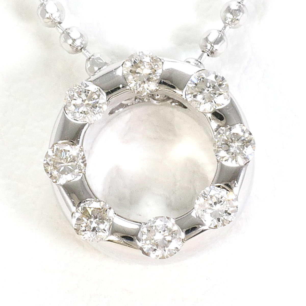 K18 18金 WG ホワイトゴールド ネックレス ダイヤモンド 0.11 ct 総重量約2.7g 約40cm 中古