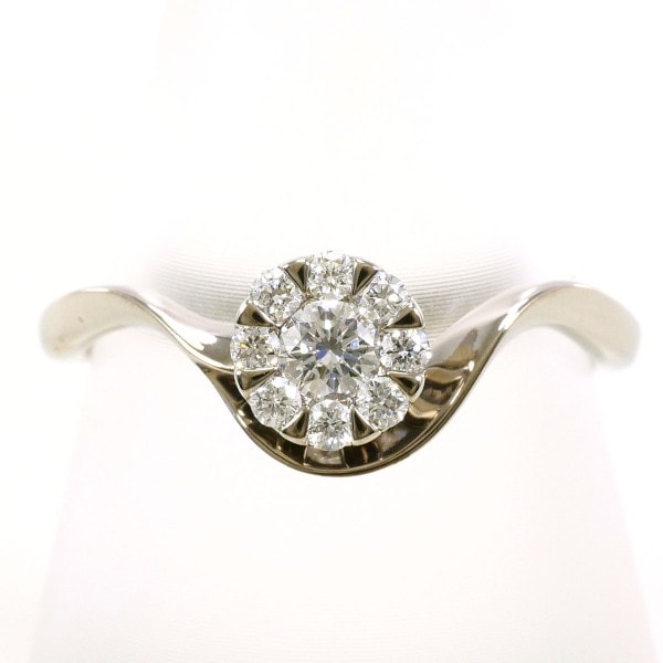 K18 18金 WG リング 指輪 13.5号 ダイヤ 0.145 0.139 ジュエリー 中古指輪