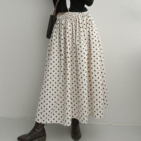 Hスタイル(SK)ゴールデンドトスカート 春 女性 スカート ロングスカート ウエストゴム デイリールック