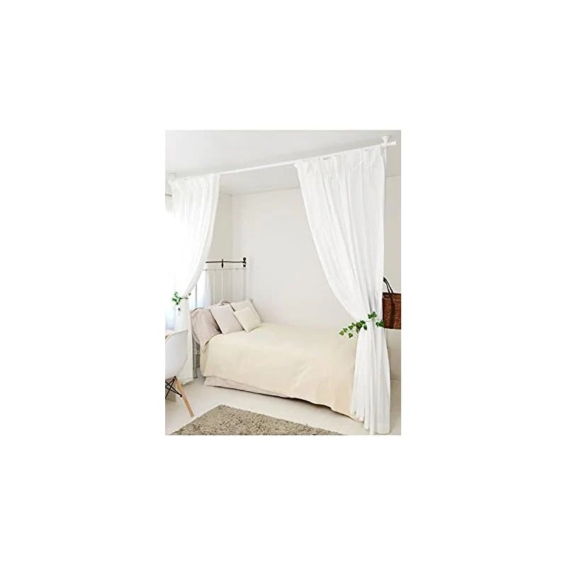 【即納】[山善] カーテンレール つっぱり式 (間仕切り) かんたん突っ張り カーテンリング/フック付 幅90-273奥行10高さ190-260cm パーテーション 組立品 マットホワイト WJC