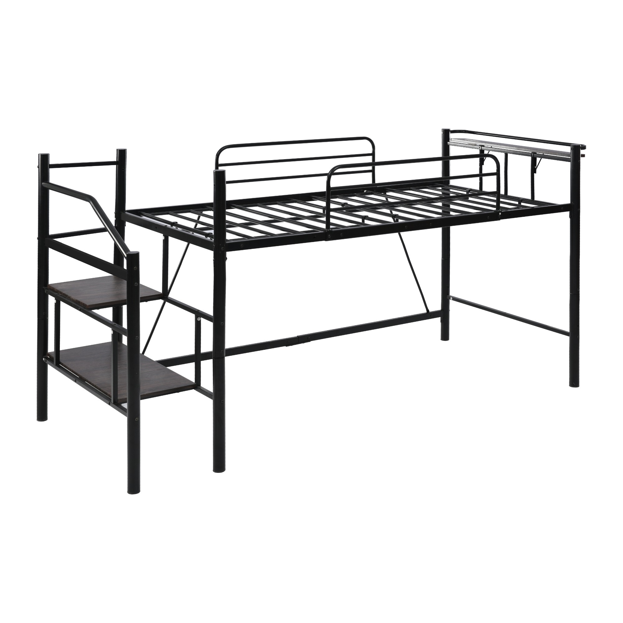 【国内発送&送·料·無·料】ロフトベッド パイプベッド シングル 耐荷重150kg 高さ130cm ハイベッド ロフトベッドロータイプ 棚 収納 北欧風 大人 一人暮らし 子供部屋 送料無料 スチール