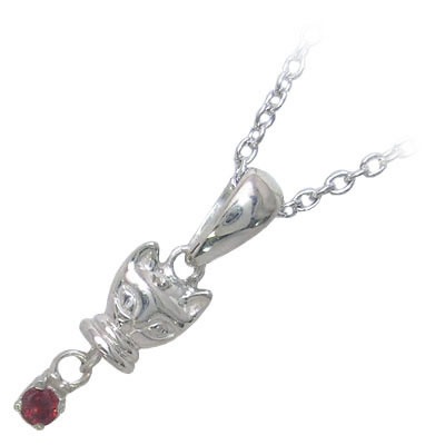 幸せを招く猫モチーフ ( 1月誕生石 ) シルバー ガーネットペンダントネックレス楽ギフ_包装