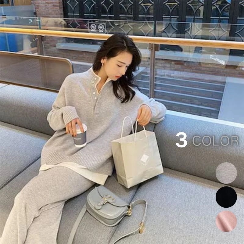 2025セットアップファッション2点セットニットセーターカジュアルパンツスウェット上下セット