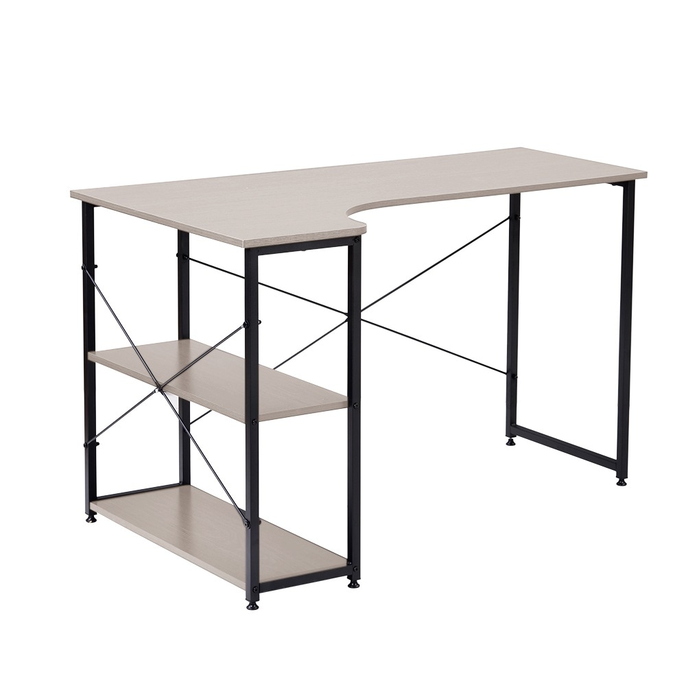 【国内発送&送·料·無·料】2台【新色&【グレー&パソコンデスク L字 デスク木製 120cm 2段ラック付 ミシン台 勉強机 書斎机