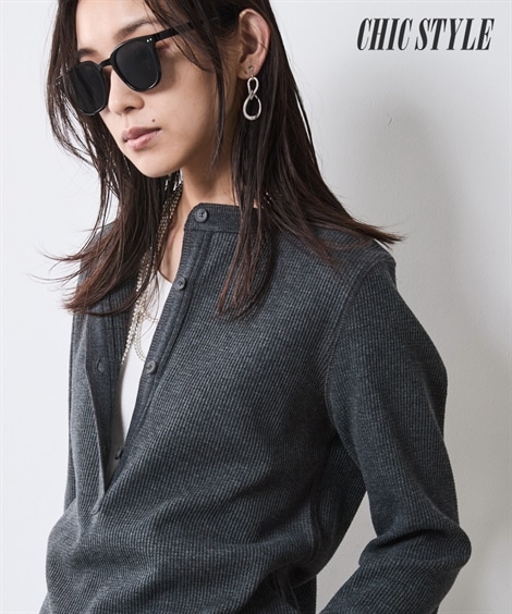 Tシャツ・カットソー サーマルヘンリーネックプルオーバー 大きいサイズ有 シックスタイル