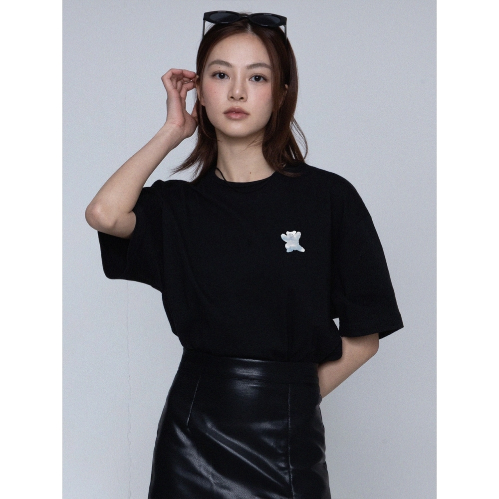 GRAVER スモールクラウドベアスマイルショートスリーブTシャツブラック