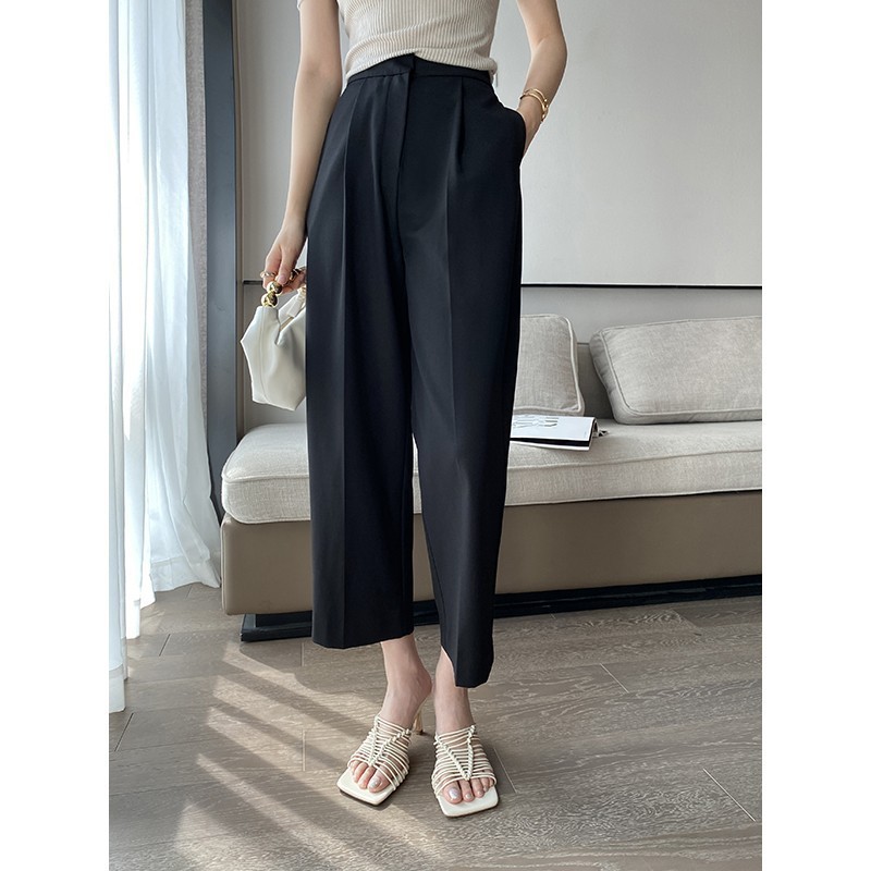 パンツ女性2025秋新作ストレートゆったり九分丈パンツスーツキャリアパンツ通勤ゆったりワイドパンツ