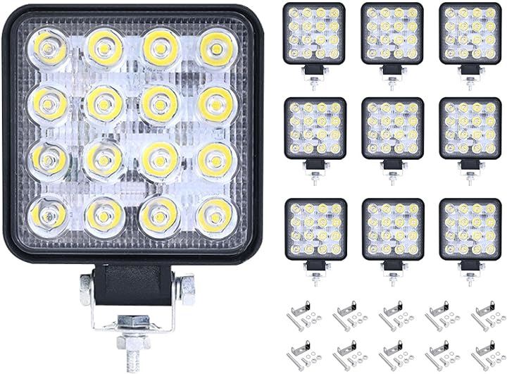 作業灯 ワークライト 作業用ライト 16連 LED作業灯 12V 48W 6000K 9600LM 防水防塵 船 トラクター用 タイヤ灯 車外灯 自動車