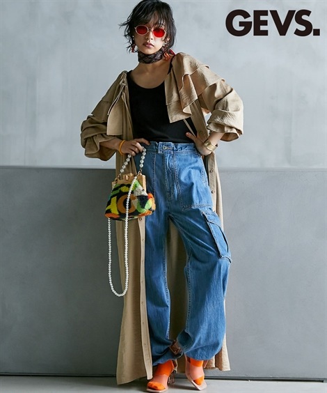 ロングマキシ丈/半袖 大きいサイズ ダブルフリルマキシワンピース GEVS. 8,307円