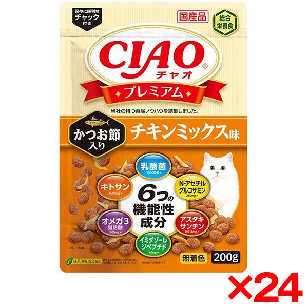 24個セット CIAO プレミアム 200g かつお節入り チキンミックス味