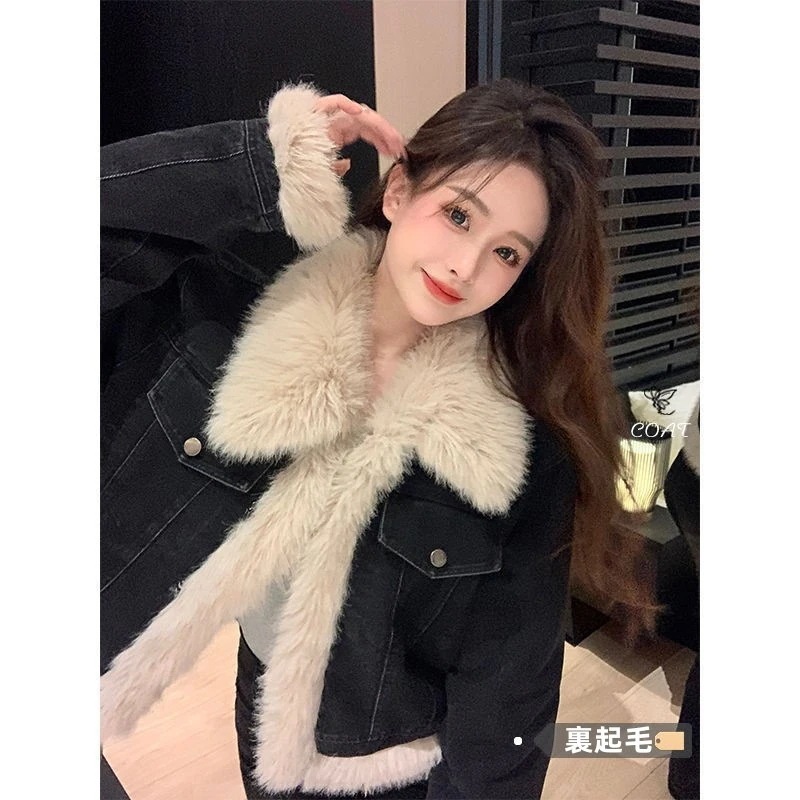 AWアウター新作 おしゃれ 流行り 百掛けデニム トップス ショット丈 裏起毛 厚手 中綿コートライダース ムートンファッション ダウンジャケット 裏起毛ファッション