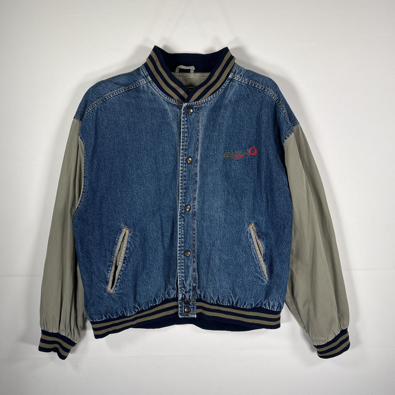 古着 Wear Guard デニム デニムスタジャン アワードJKT ワンポイント　バック刺繍 ビッグサイズ XL ブルー系 メンズ