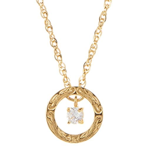 [Piena(ピエナ)]サージカルステンレス316L ハワイアンジュエリー リング ラウンド サークル プルメリア スクロール ネックレス レディース (ゴールド 45cm)