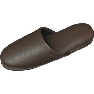 （まとめ） オーミケンシ 抗菌ビニールレザー調スリッパ ダークブラウン 1足 [x5セット]