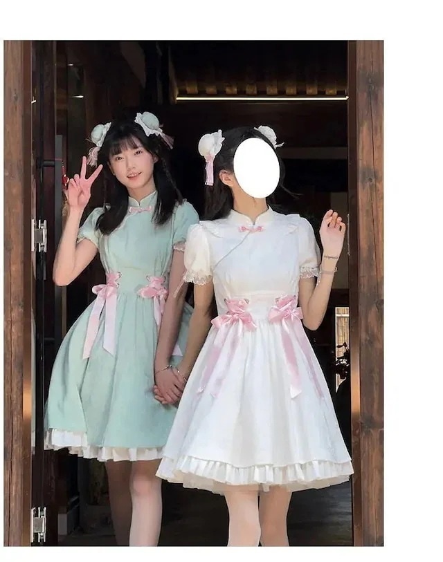 ワンピース　中華ロリィタ　パフスリーブ　コスプレ　ハロウィン　ゆめかわいい 5,160円