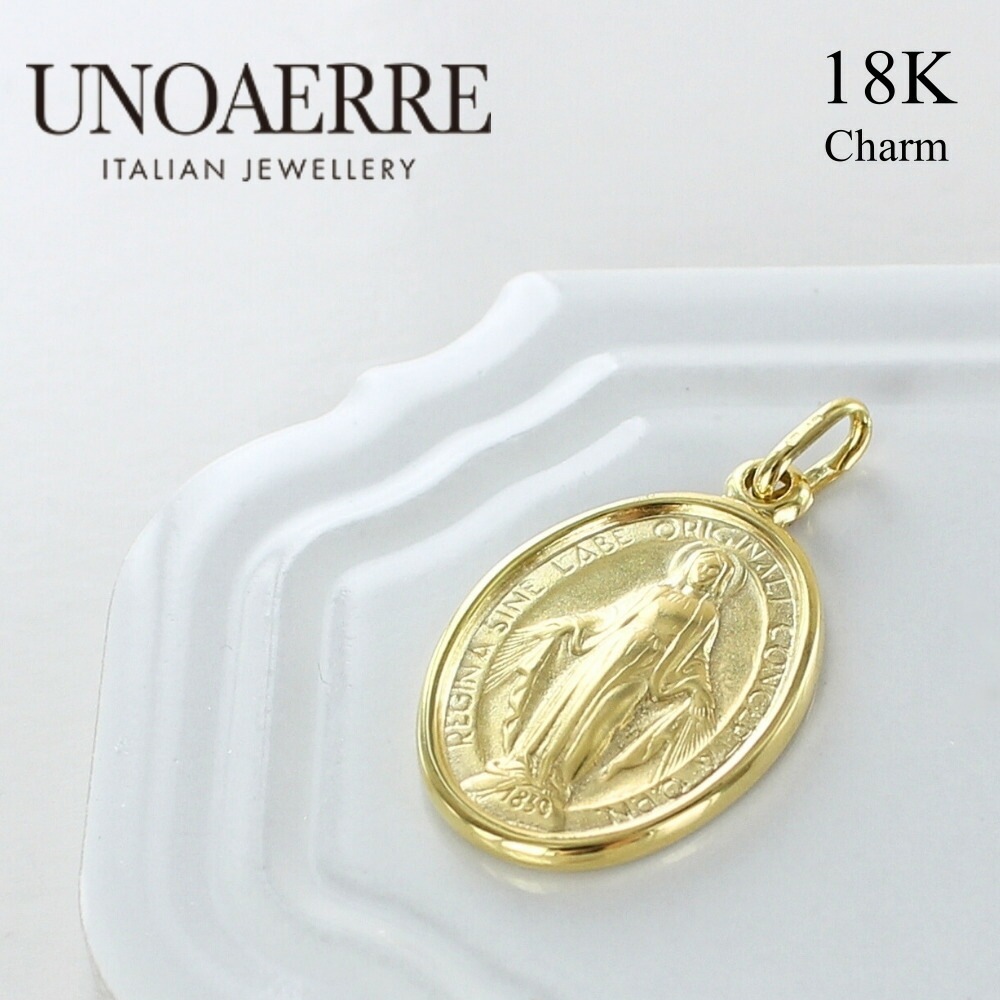 ウノアエレ 18金 ゴールド メダイ マリア ネックレストップ ネックレスチャーム メンズ レディース K18 18K イタリア製 高級感 大人 ペンダントトップ ペンダントヘッド プレゼント ギフト