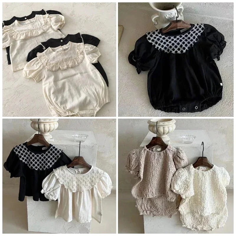 【20点セット】新入荷ベビー服ベイビーガールサマー半袖シャツ2点セット，新生児ロンパー薄綿半袖ジャンプスーツ，女の子の赤ちゃんロンパース