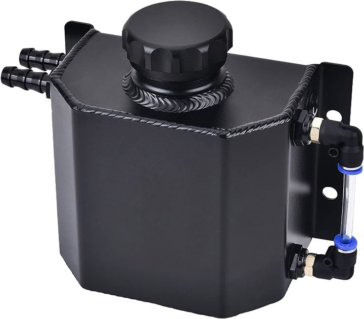 アルミ オイル キャッチ タンク 1000ml １L ラジエーター クーラント リザーブ オーバーフロー 汎用 拡張 合金 カスタム AE JZX FD 4AG S15( ブラック)