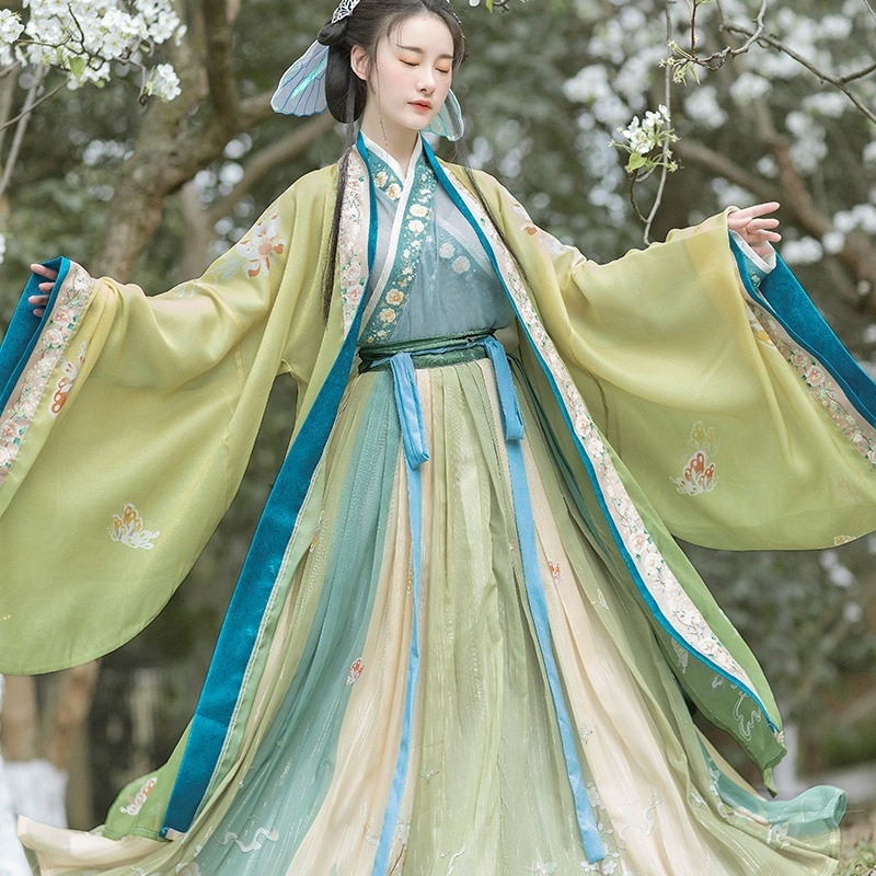 珍しい アゲハ大人の漢服の女性魏金峰の毎日の襟の長さを印刷した古代