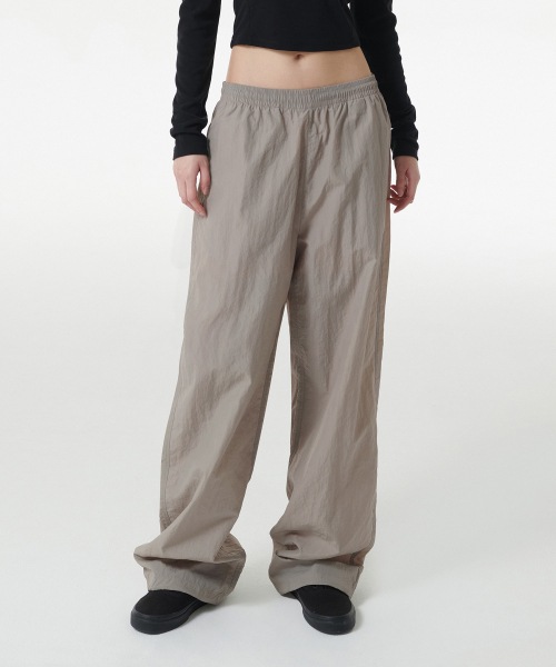 Musinsa Standard Womens Nylon Wide String Pants Greyish Beige