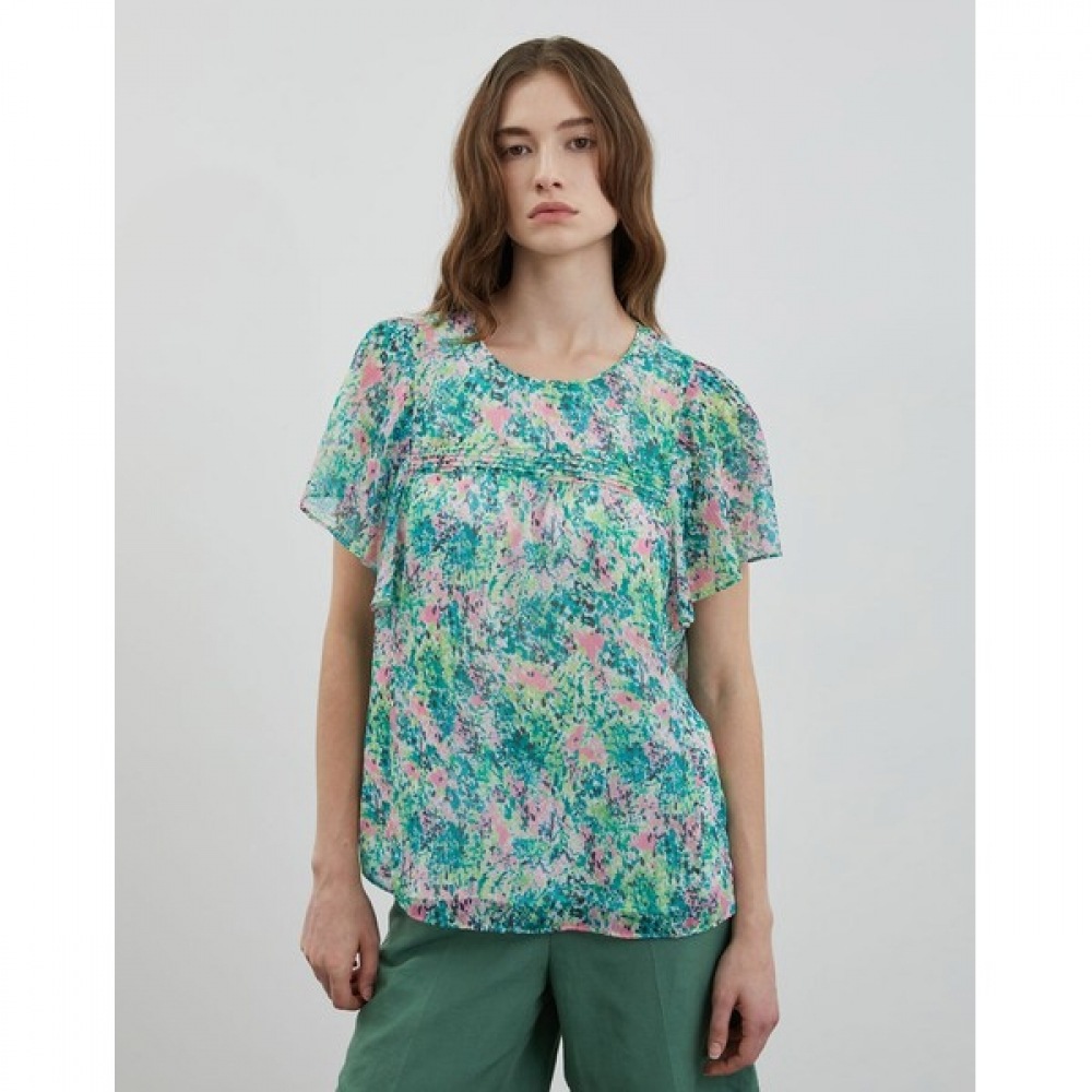 [オリビアローレン] フリルプリントブラウス_VOCNS4M4341