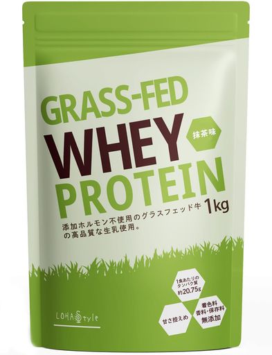 LOHASTYLE(ロハスタイル) グラスフェッド ホエイプロテイン 抹茶味 1KG 人工甘味料不使用 WPC 無添加