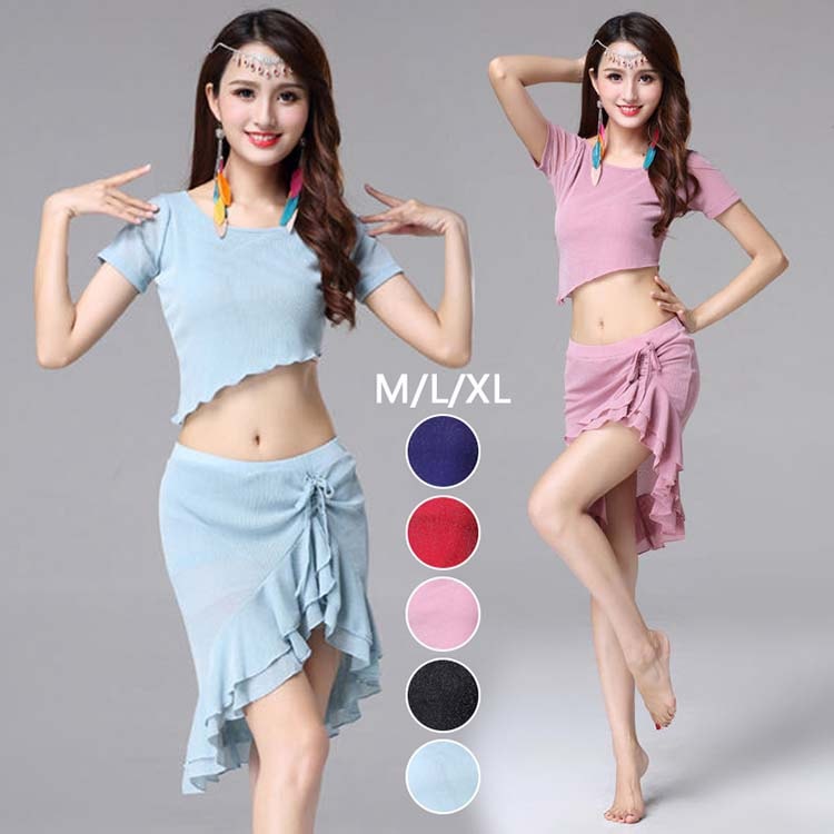 ベリーダンス レッスン着 コスチューム　上下セットアップ ダンス衣装 ステージ衣装 練習着 3点セット コスチューム ハロウィン 衣装 コスプレ 仮装 パーティー 演出用 舞台用 ハロウィン コスプ